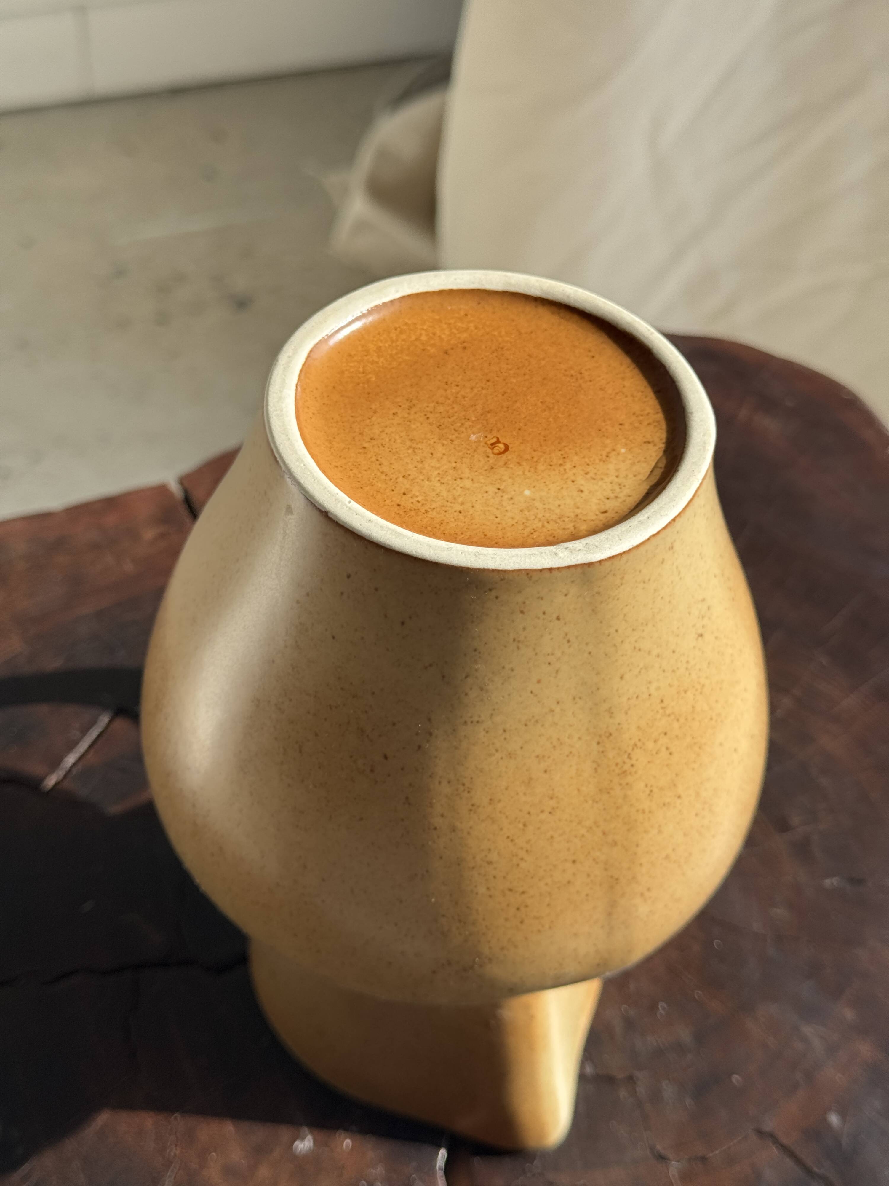 Grande carafe boule en grès orange H20