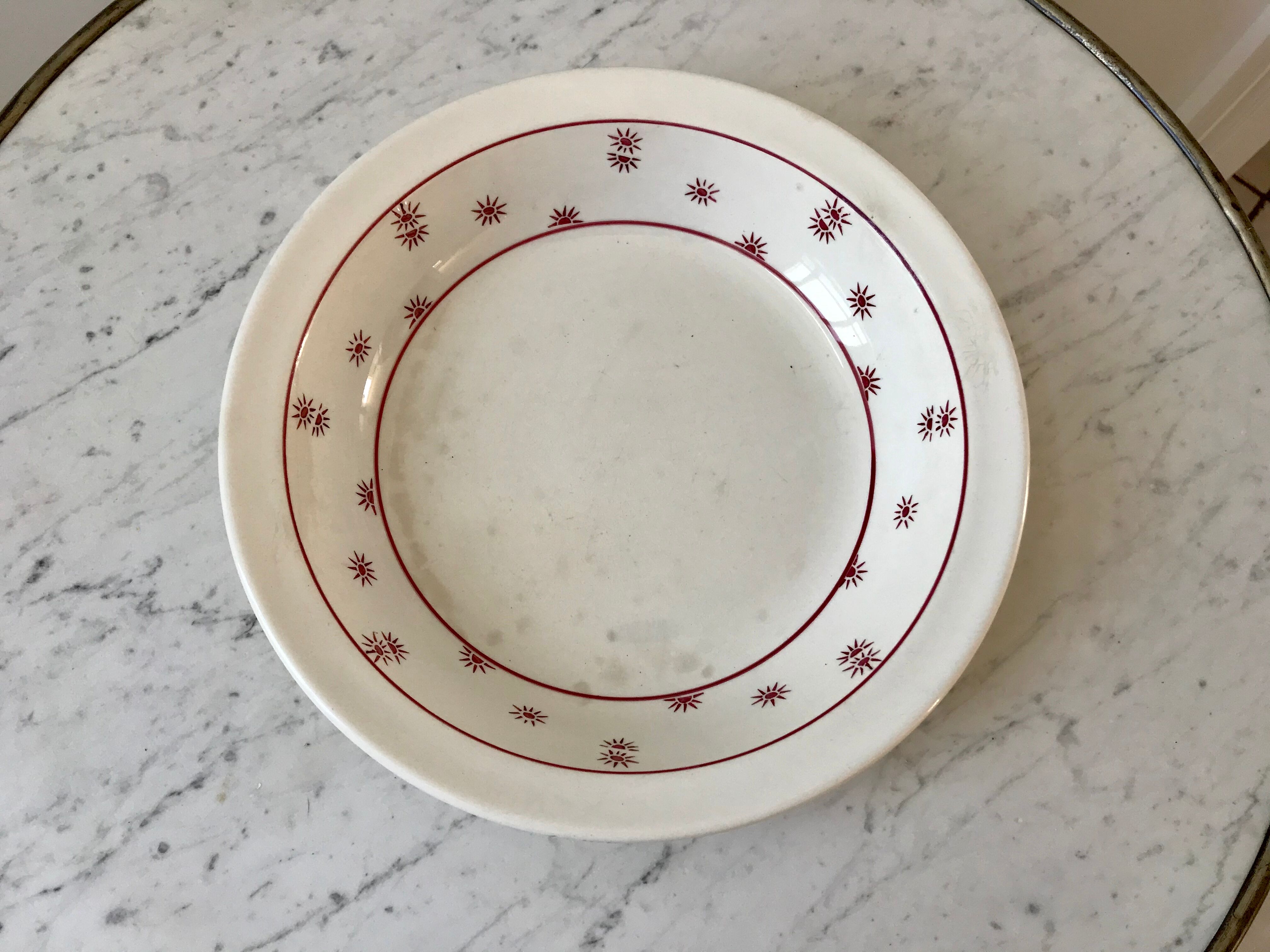 Hollow dish Digoin Sarreguemines model "Andrée" small suns 30s