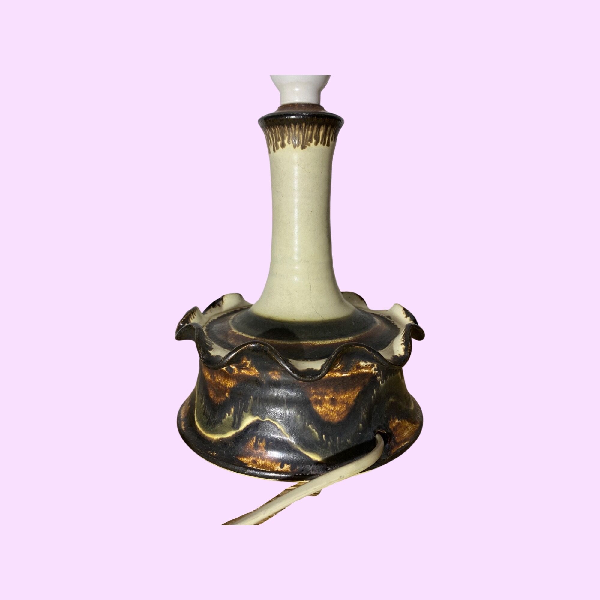 70s jette helleroe table lamp - danish pottery artist - handmade in denmark - vintage ceramic light