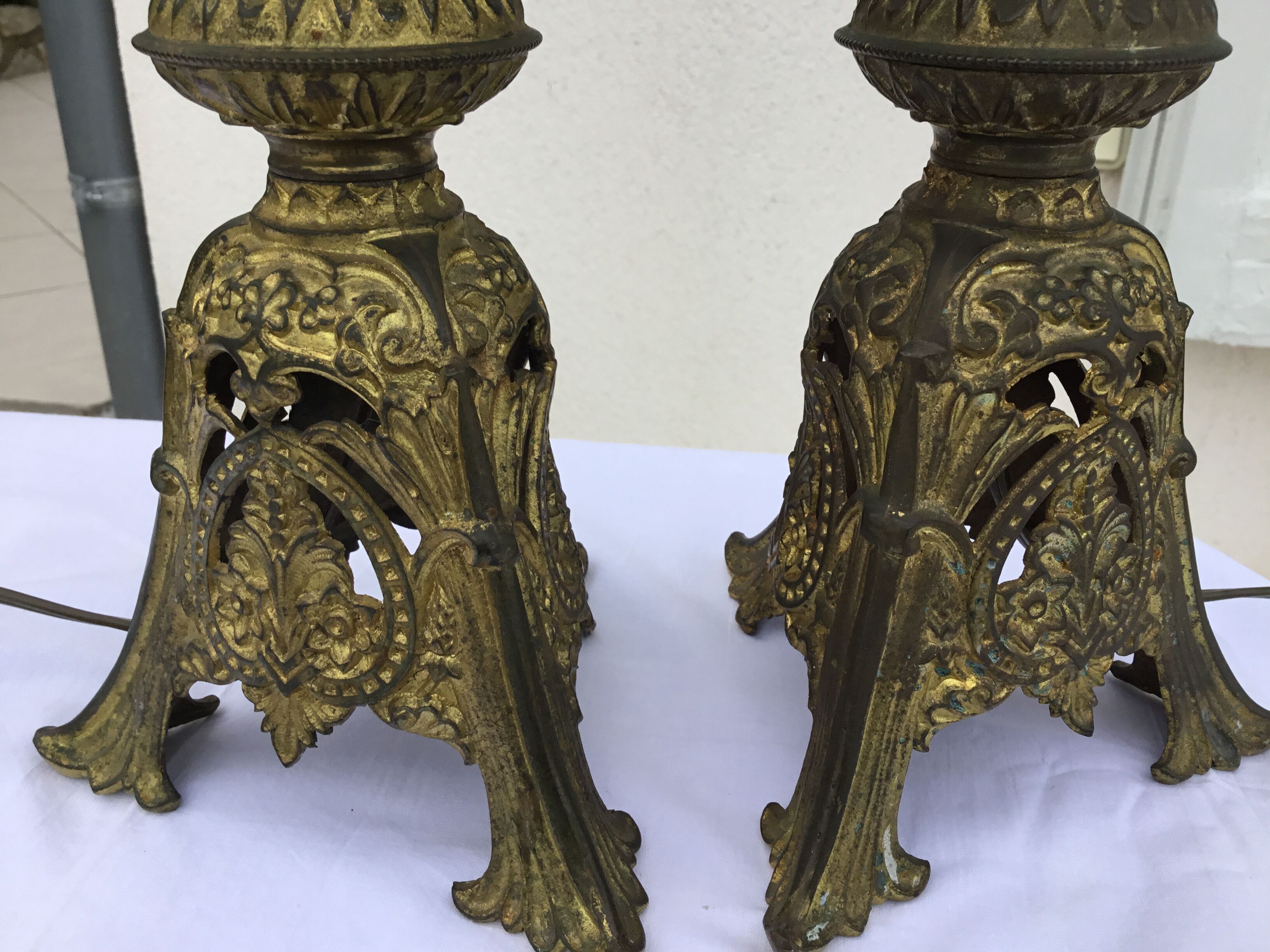 Vintage bronze table lamps