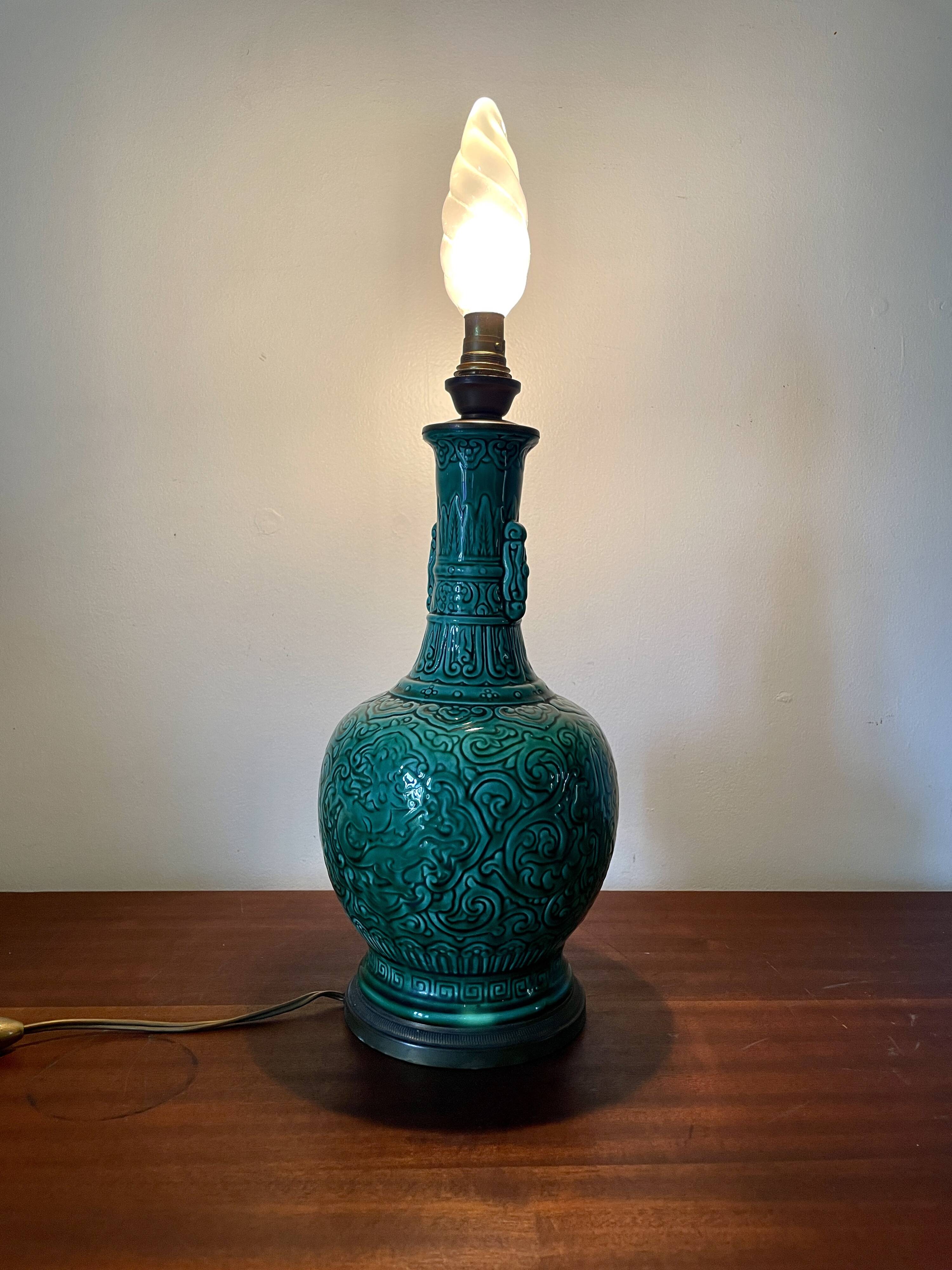 Mint green glazed ceramic lamp base