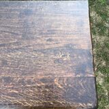 Vintage desk table in solid oak with 1 drawer facing turned legs with sleepers.