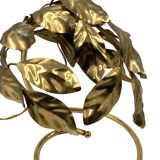 Hollywood regency set of 2 brass leaves table lamps, Bottega Gadda Italy, 1970s