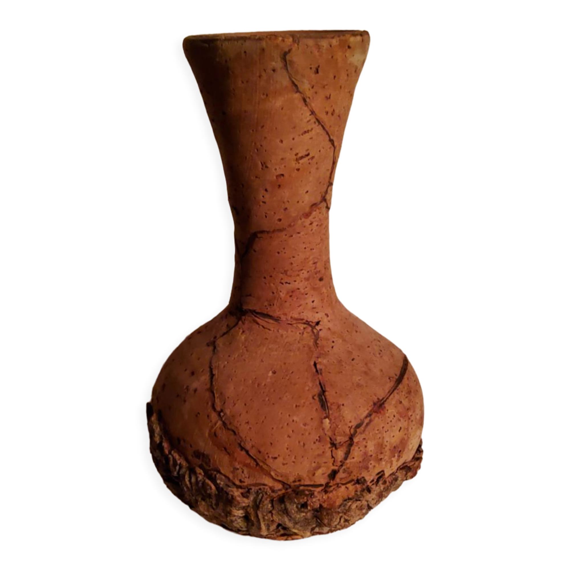 Terracotta vase covered with cork from the 70s