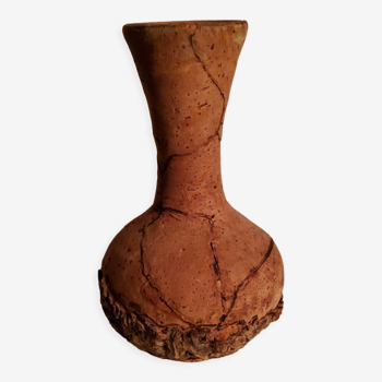 Terracotta vase covered with cork from the 70s