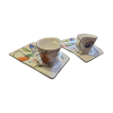 Paire de tasses et sous tasses Villeroy et Boch, nouvelle vague jungle