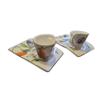 Magnificent Pair of Cups and Saucers Villeroy & Boch, New Wave Jungl