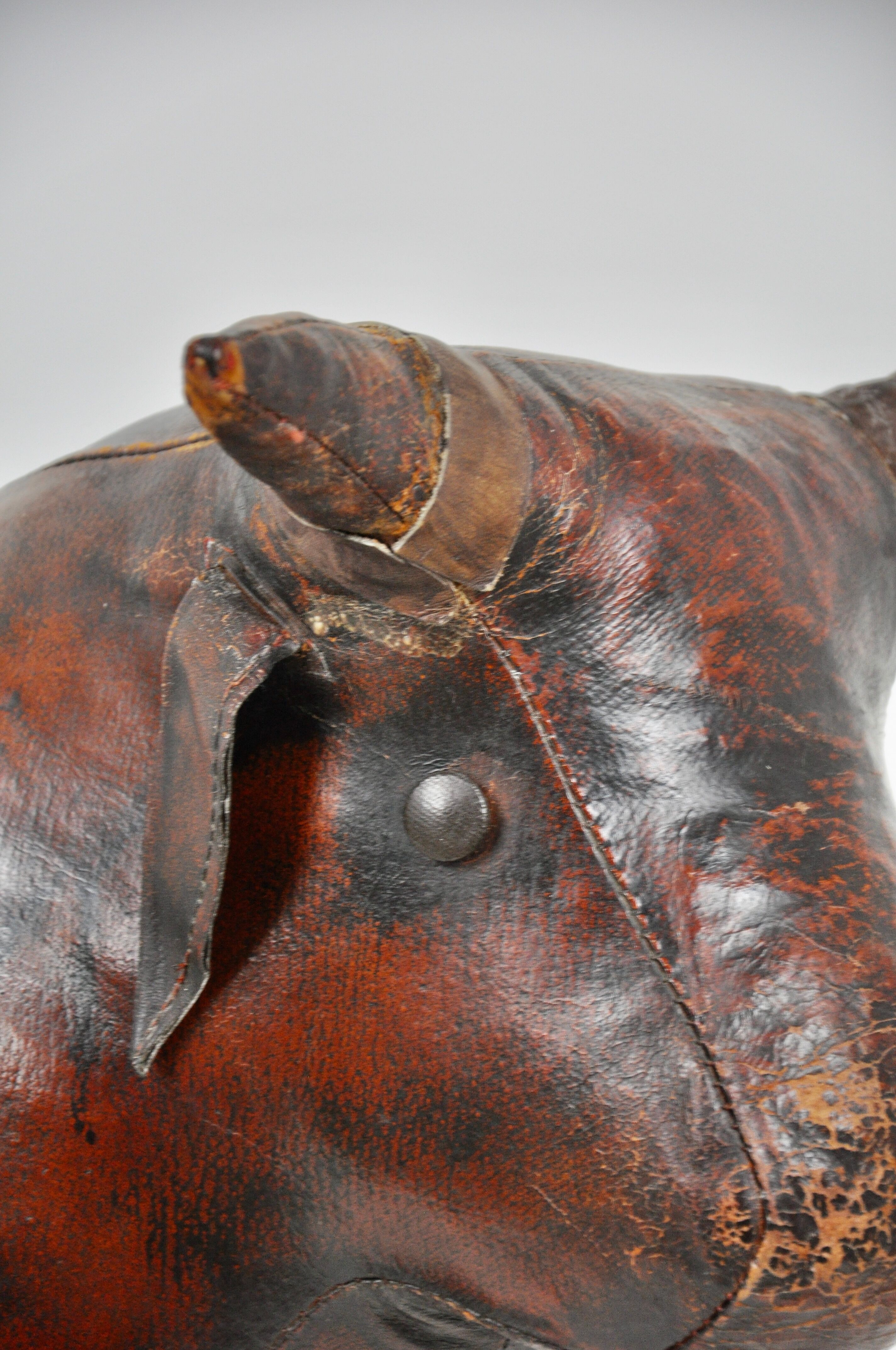 Leather bull stool by Dimitri Omersa, 1960s