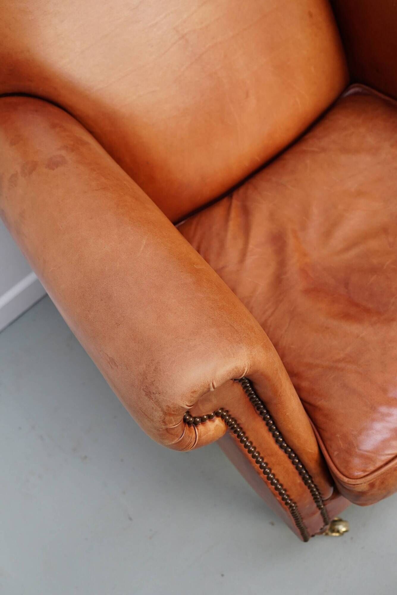 Vintage Dutch Cognac-Coloured Leather Club Chairs, Set of 2