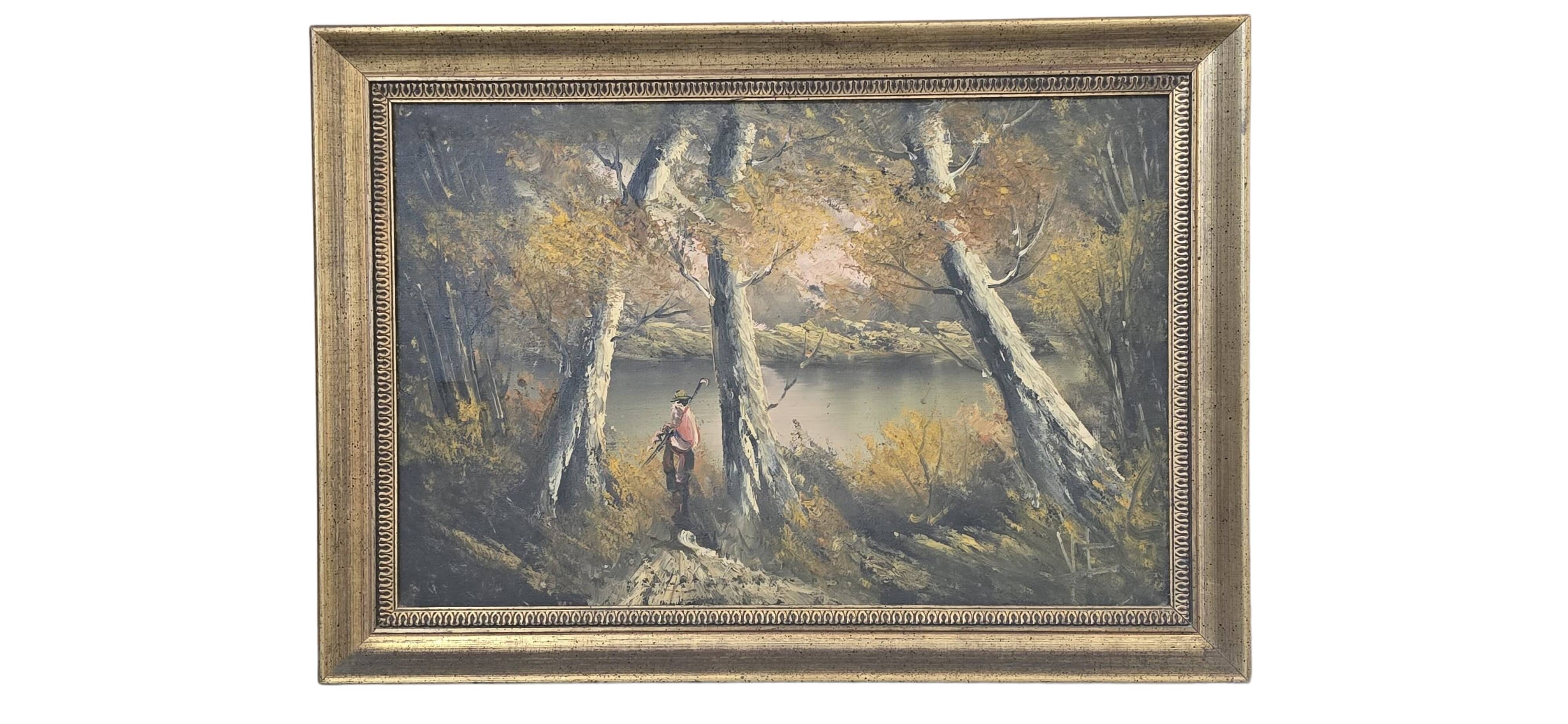 Dipinto d’atmosfera "Paesaggio Autunnale" – Vintage anni '70 con Cornice Do
