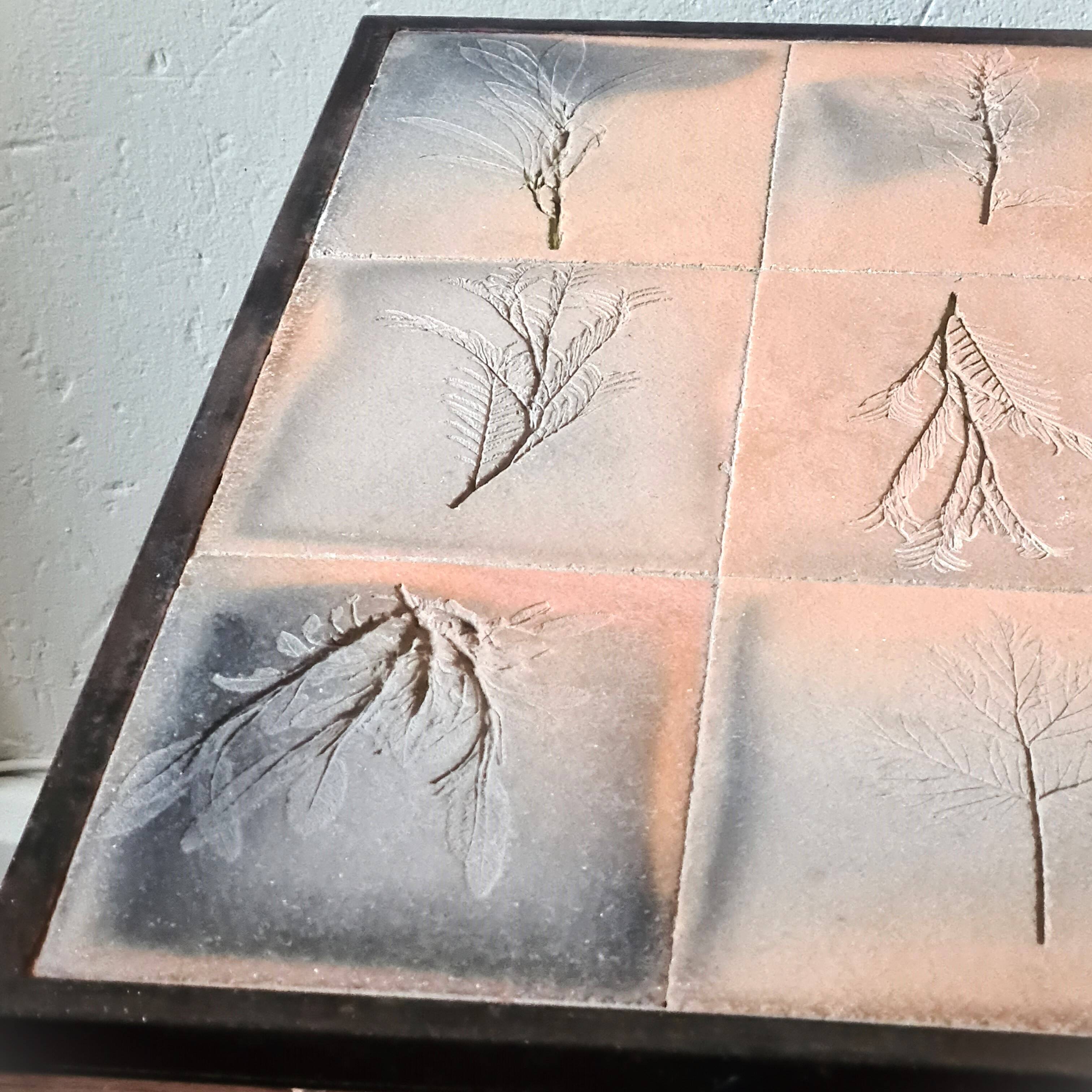 Wrought iron and ceramic coffee table