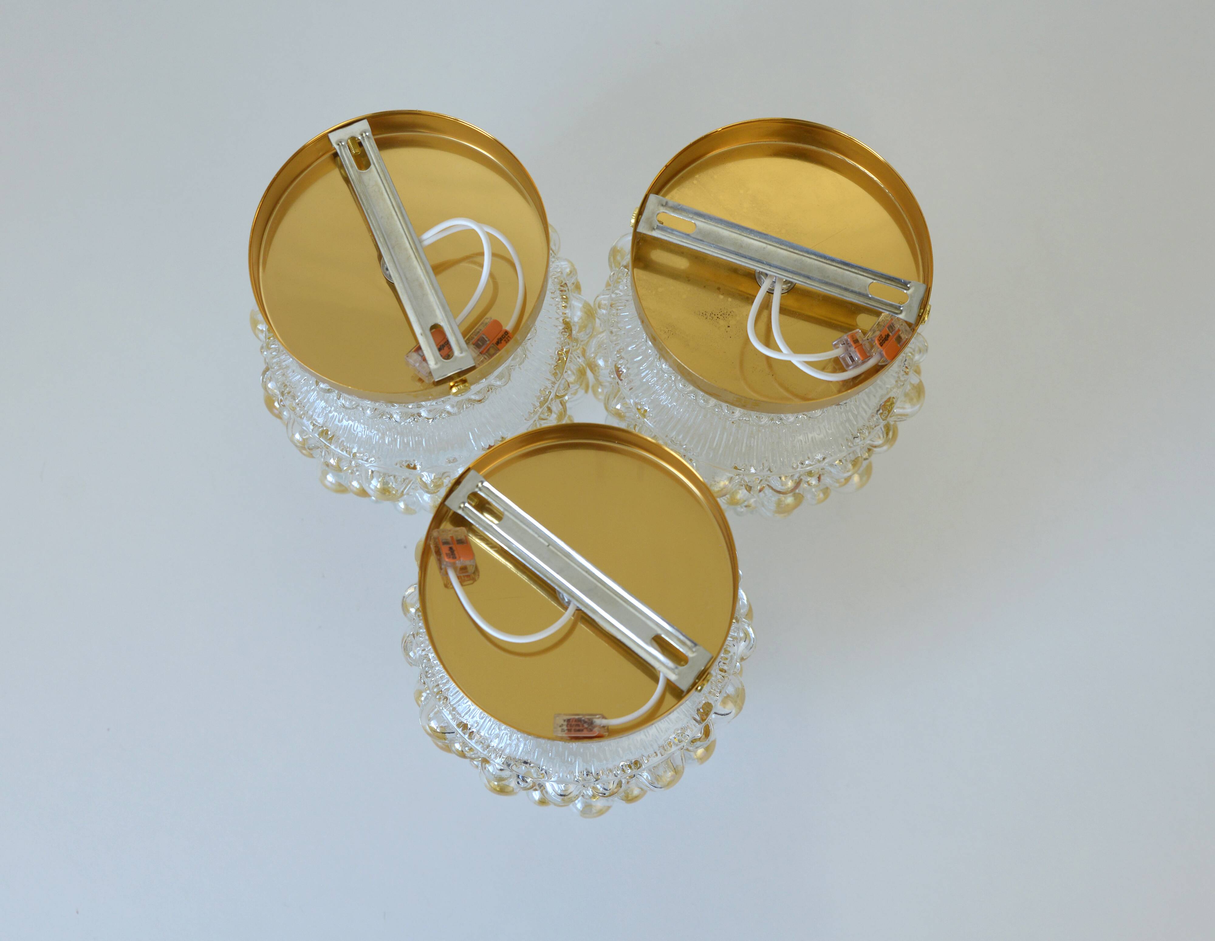 1/3 appliques murales en verre soufflé à la main / éclairage de plafond doré repensé