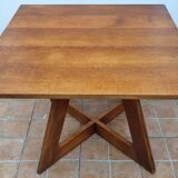 Square table in art deco style in oak, removable