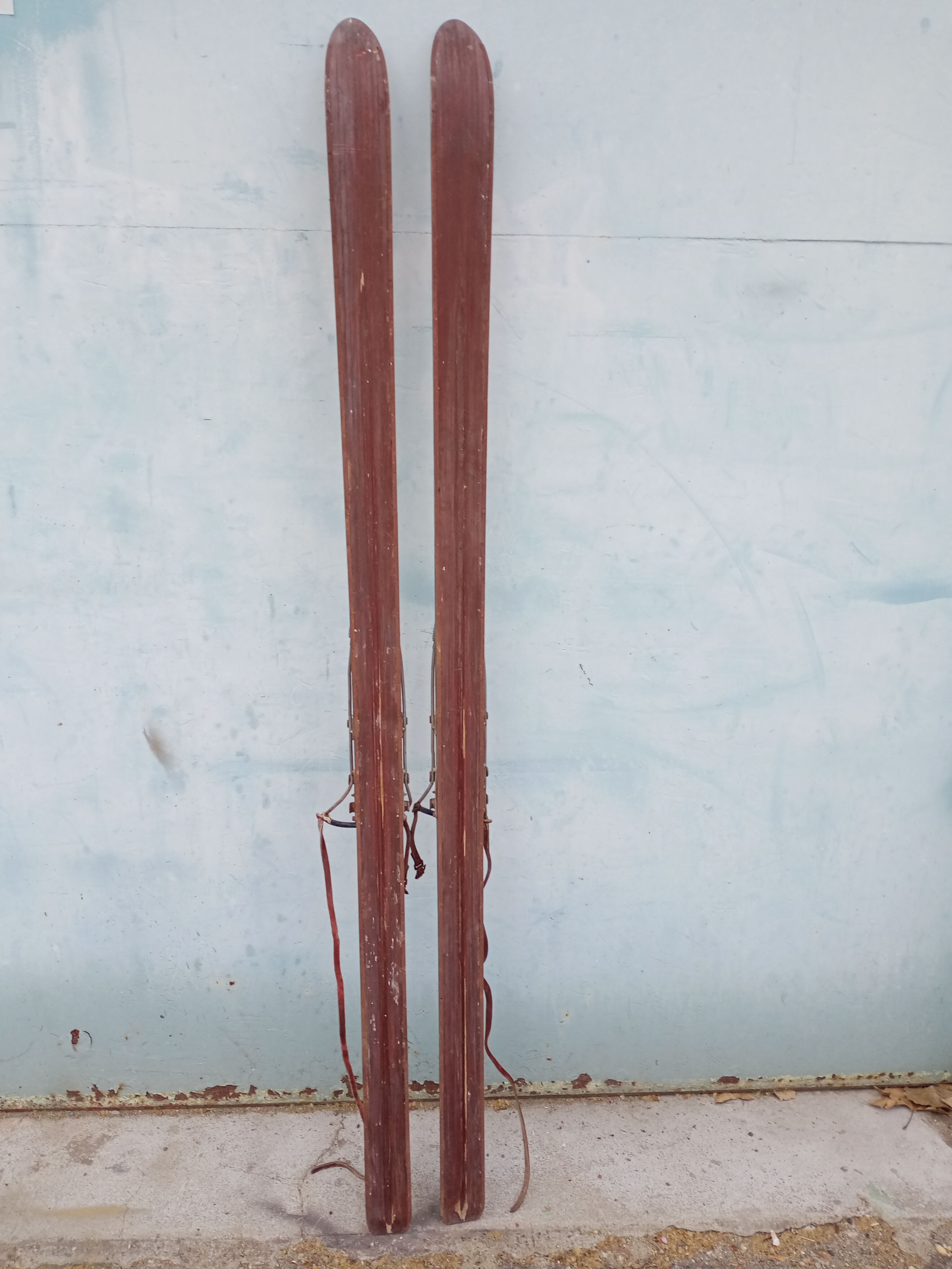 Pair of vintage wooden skis