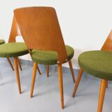Set of 4 vintage Baumann Mondor chairs in terry cloth wood