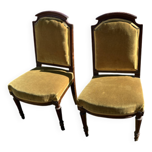 Paire de chaises anciennes - velours vert