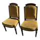 Pair of antique Louis XVI style chairs - carved wood - green velvet -