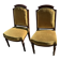 Pair of antique Louis XVI style chairs - carved wood - green velvet -