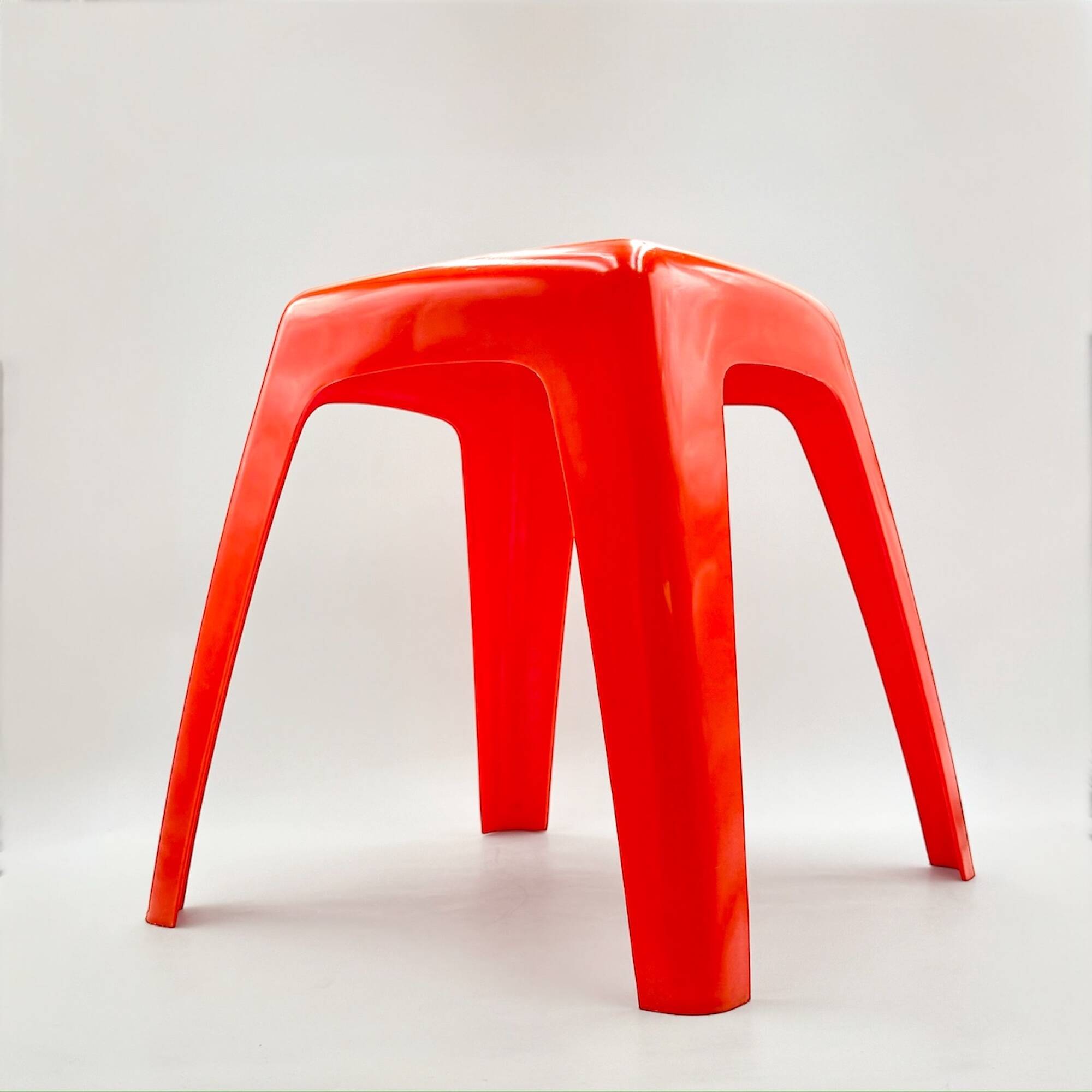 Vintage Stool or Side Table in Vibrant Orange, 1970s