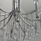 Mid-Century Modern Italian Chrome and Glass Chandelier, 1970