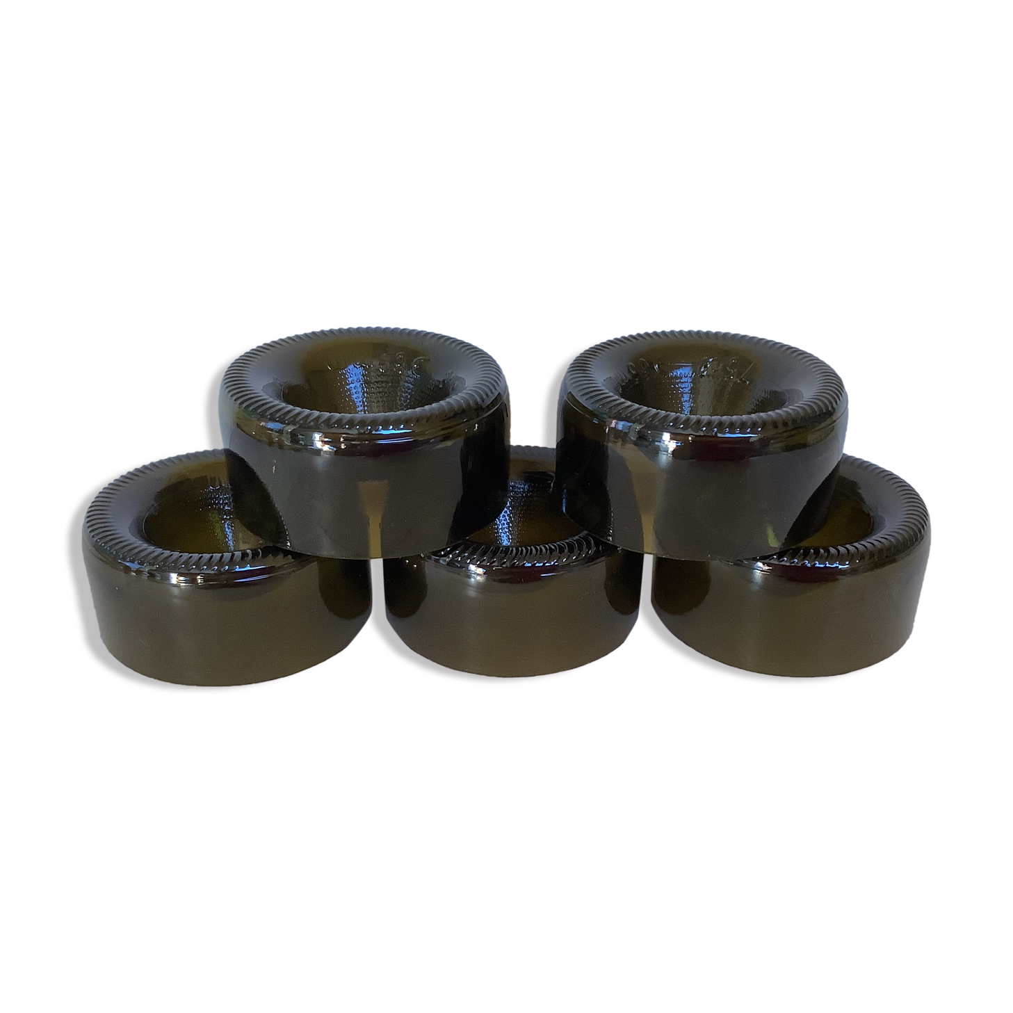 5 bottoms of wine bottles cut oenophile