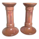 Paire de bougeoirs roses nacrés irisés, années 70