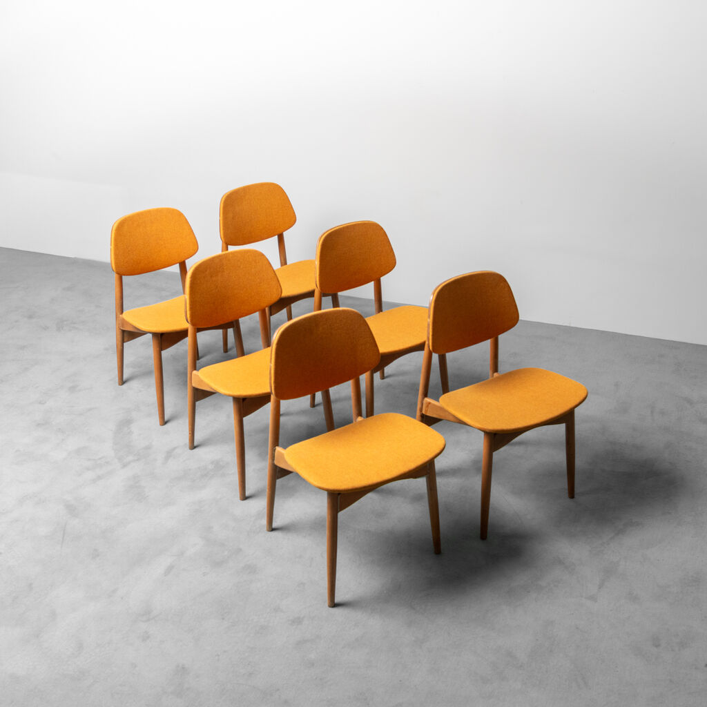 Set 6 chairs wooden fabric scandinavian style 60
