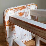 Workshop stool in vintage patinated solid wood
