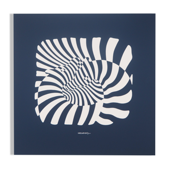Victor Vasarely: Zebras on a Blue Background - Original Signed Silkscreen Print