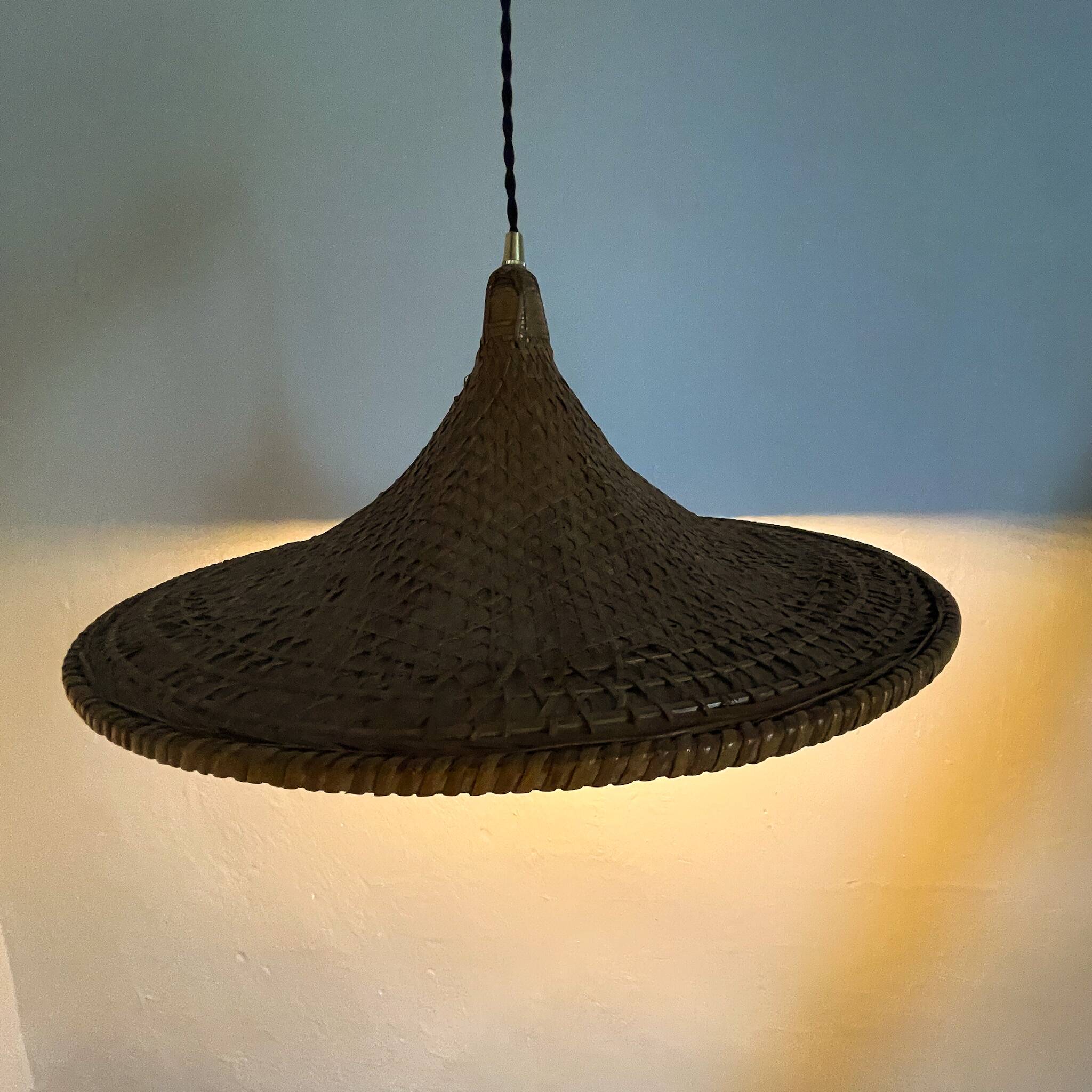 Woven wicker hat pendant
