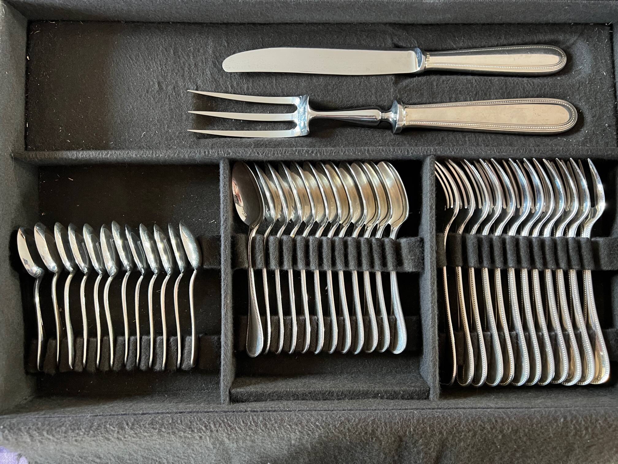 Christofle - Christofle cutlery set with silver metal beads for 12 people. 172 items.