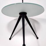 Tripod Beech and Glass Side Table, Italy, 1980s