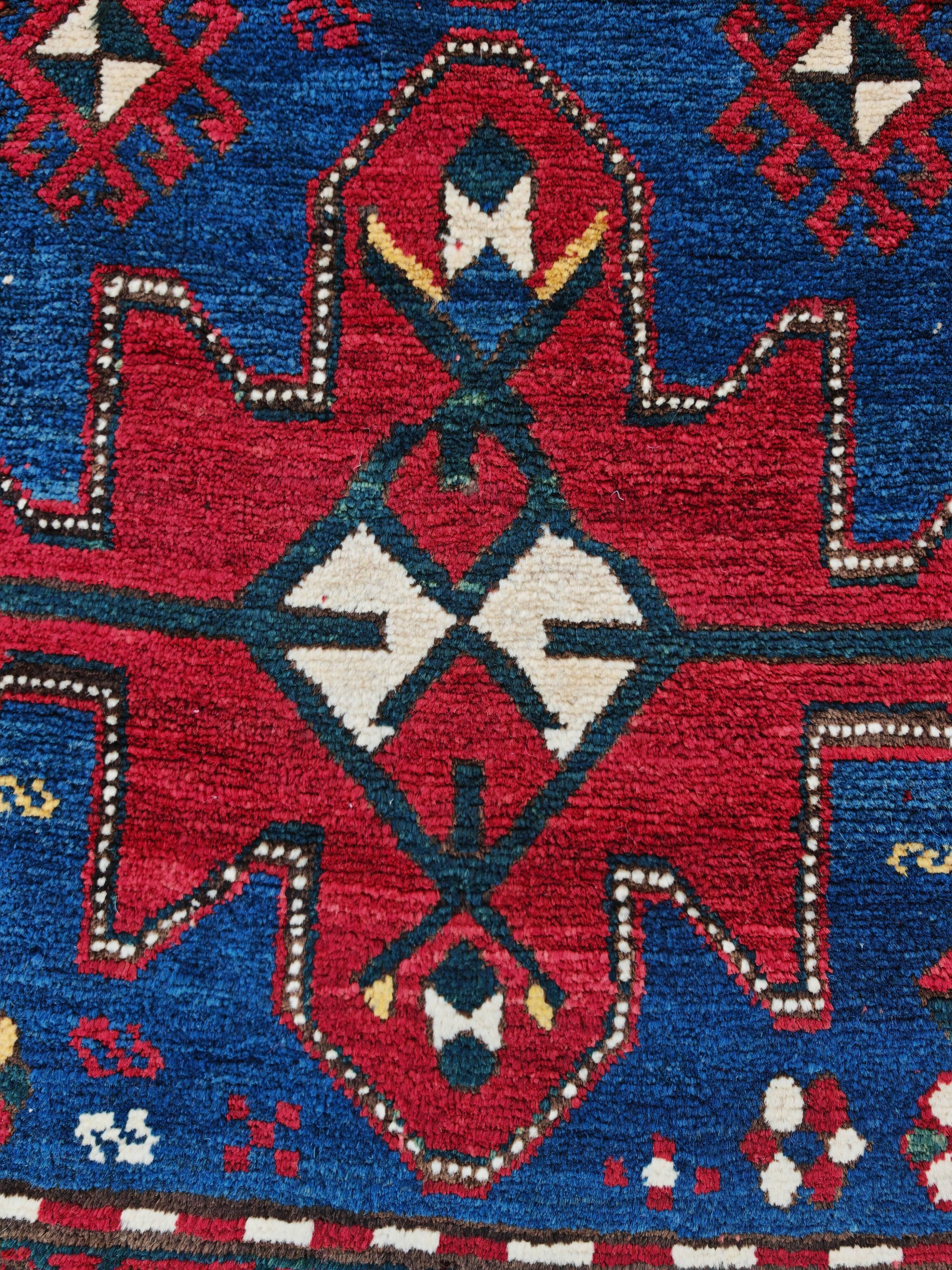 Antique Karabakh carpet, naturally dyed wool, Caucasus 19th century