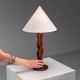 Organic form sculptural teak table lamp