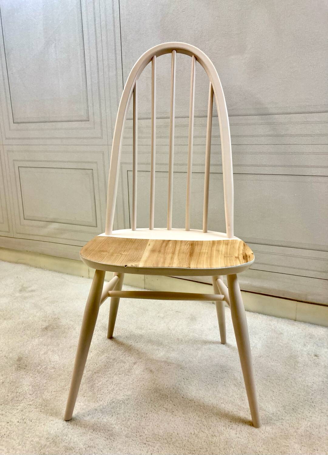 Renovated vintage Ercol Quaker chairs – cream white shade