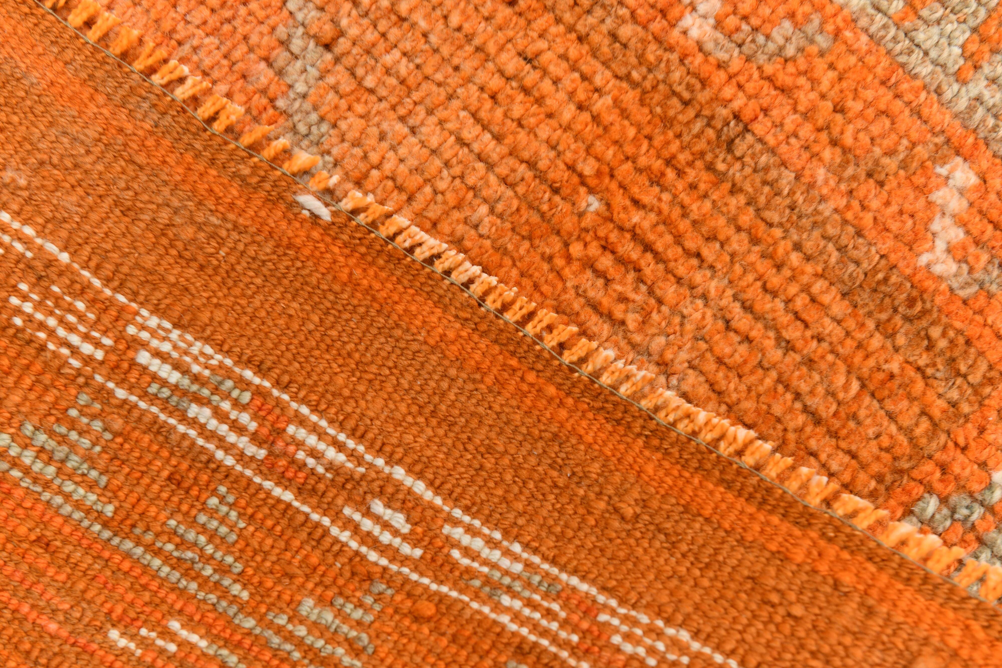 Beige & Orange Vintage Runner Rug, 83x383Cm