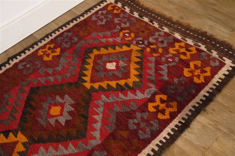 Vintage Maimana rug, handmade, Afghanistan mid century