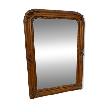 Grand miroir ancien doré à décor floral – 105 × 78 cm