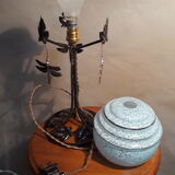 Wrought iron lamp with vine leaf pattern, 1920