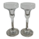 Pair of clear glass candlesticks, signed