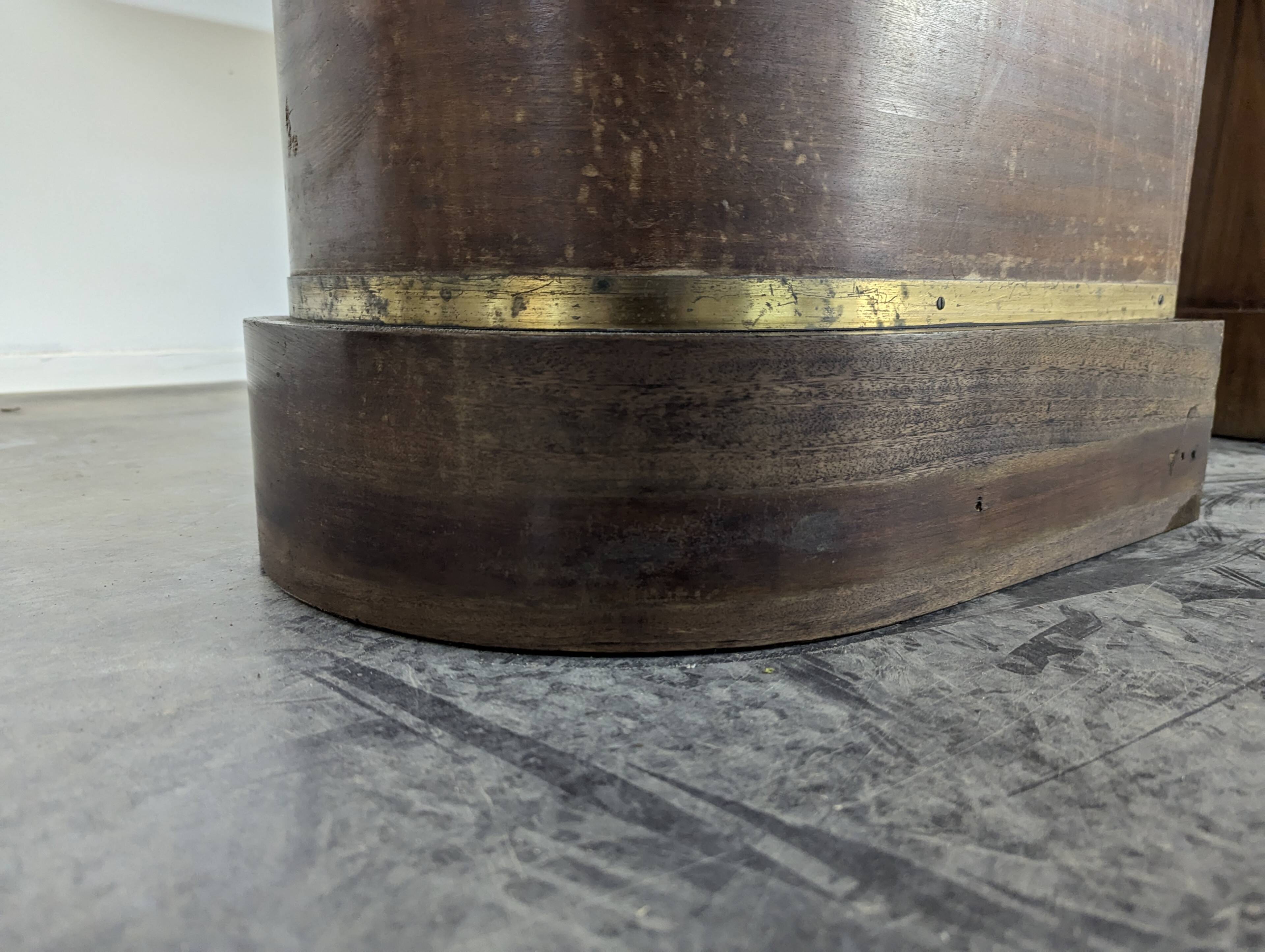 Modernist table in rosewood and brass