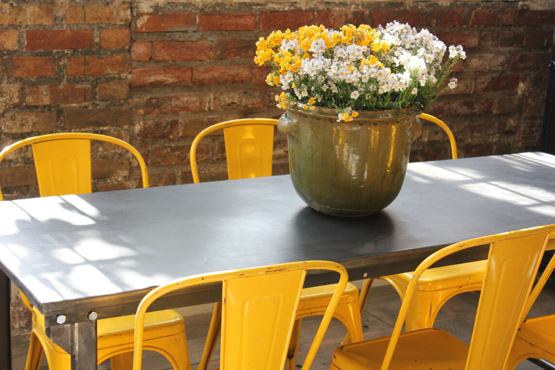 Industrial metal table of the 50s