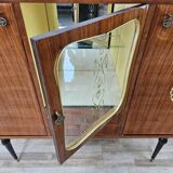 Mid-century 1960s mahogany showcase with glass top