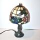 Vintage "hummingbird bird" tiffany style table lamp in stained glass paste window - late 20th century.