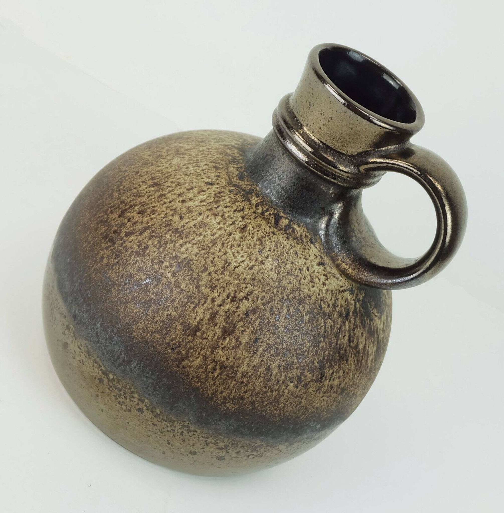 1970s vase steuler-keramik model 308/20 shades of brown and metallic glaze