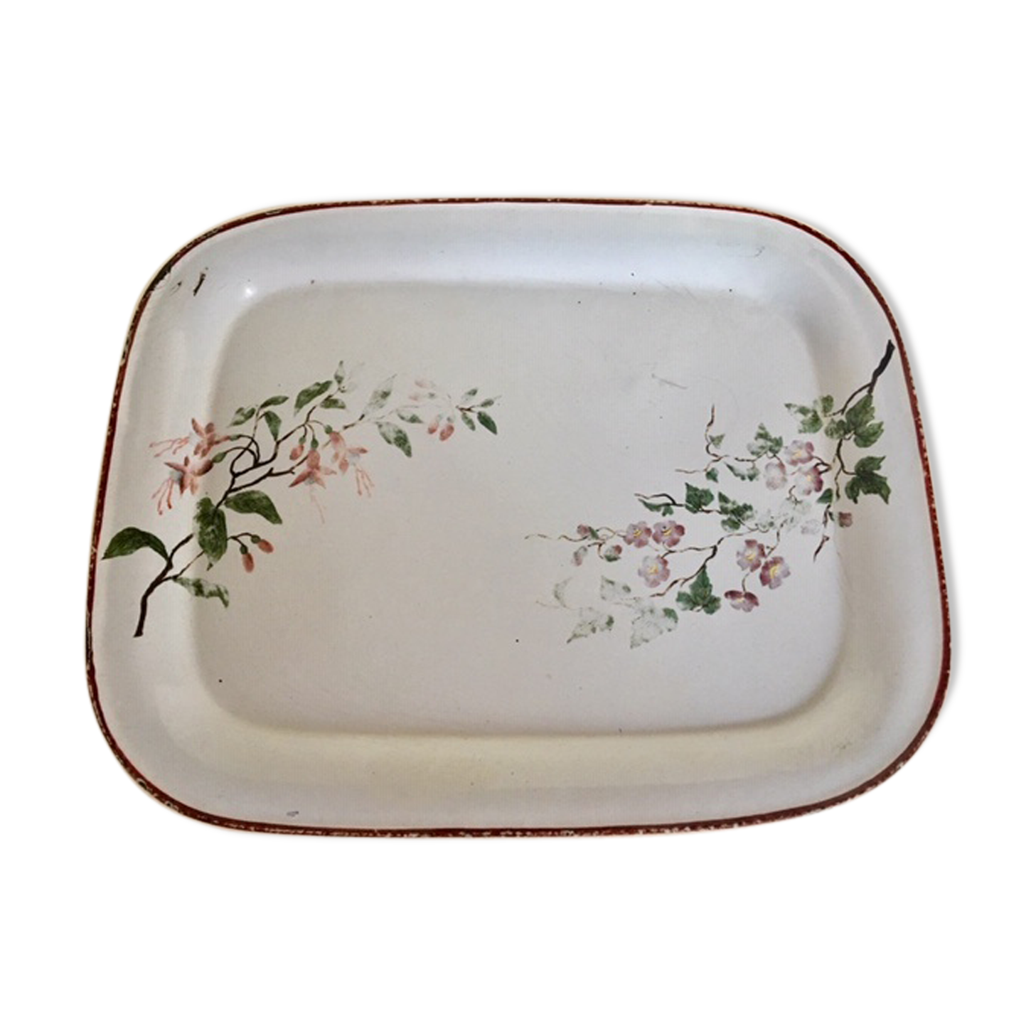 Plateau en tôle émaillée vintage