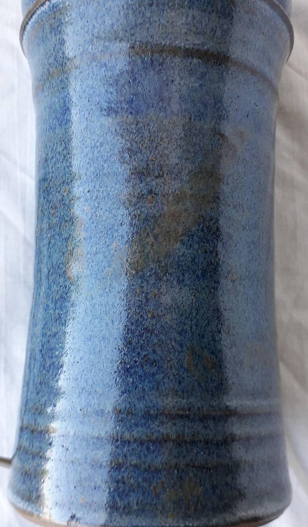 Blue stoneware lamp base