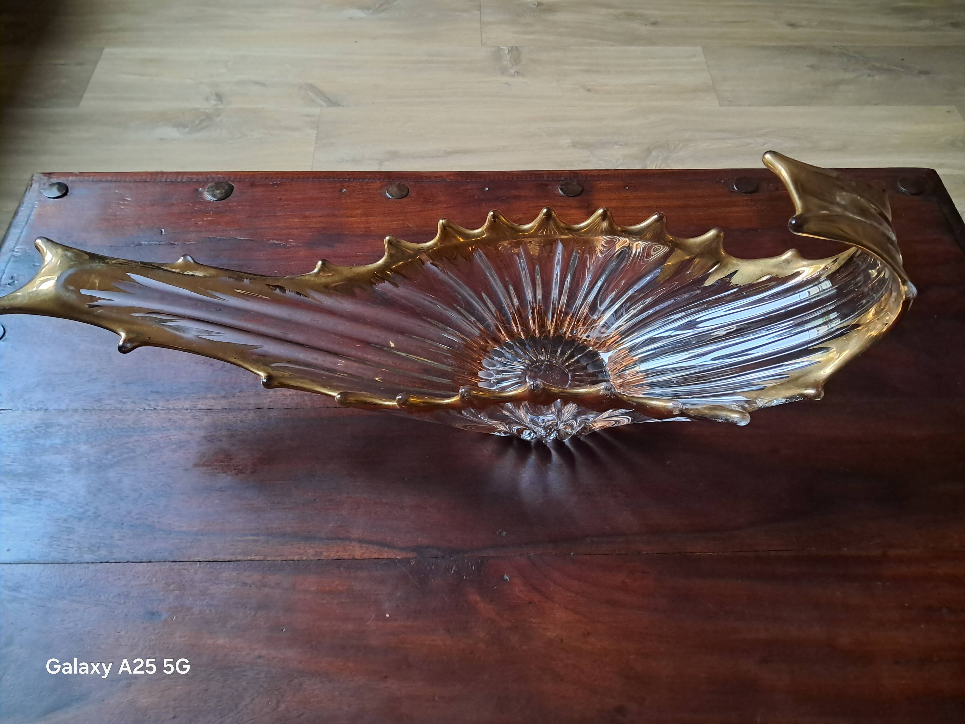 Vintage fruit bowl in crystal and gold from Royal Crystalery of Bayel.