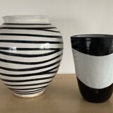 Pair of vintage signed glazed stoneware vases