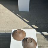 Duo of ceramic bowls interior glazed exterior matt raw earth
